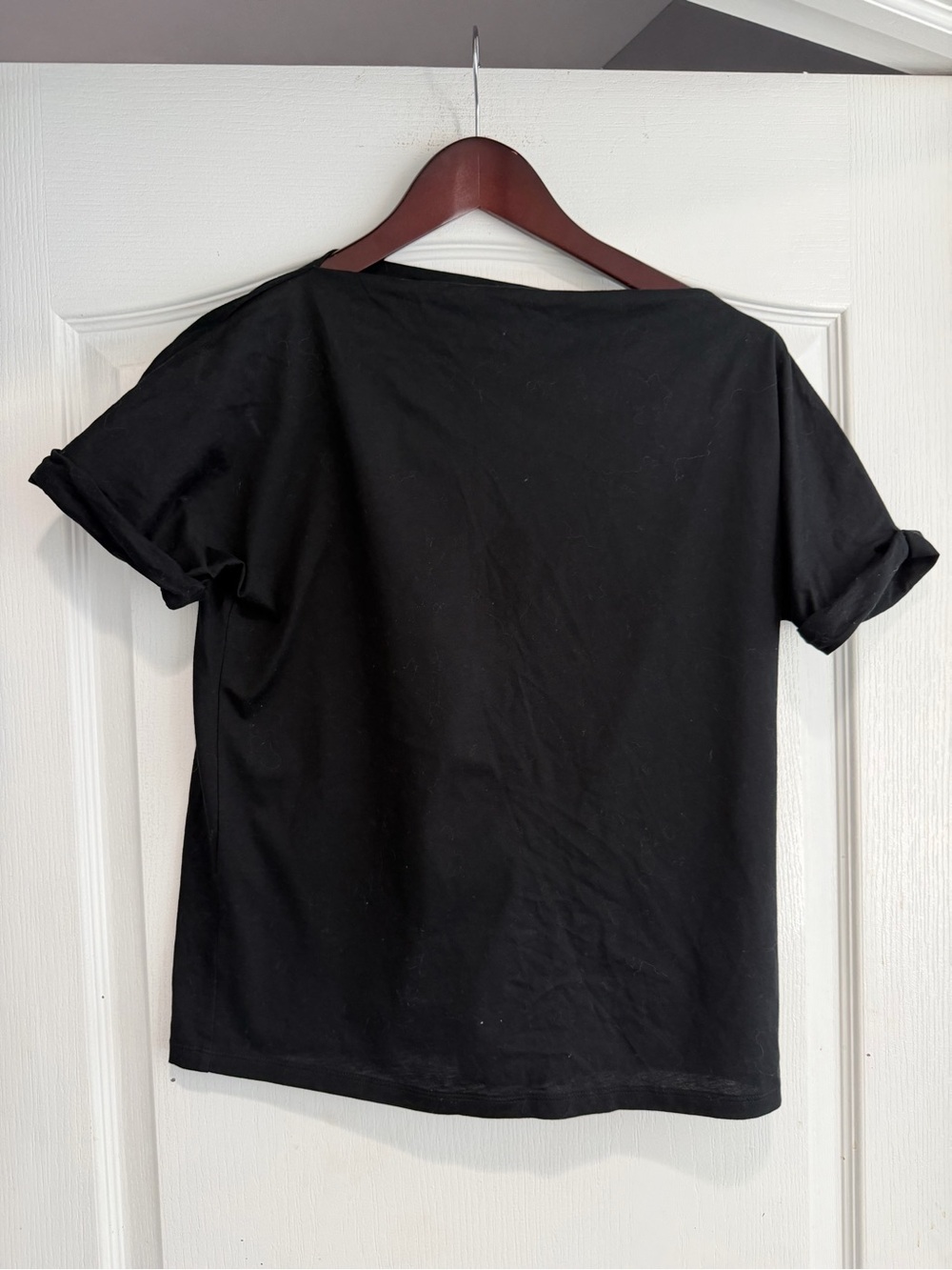 Banana Republic Black Short Sleeve Tee - boat neck and rolled sleeves
